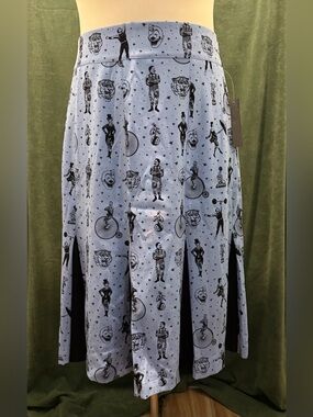 Rock Steady Black & White Circus Print Midi Skirt NWT